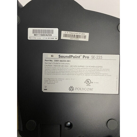 Polycom sound point Pro SE – 225 2 line conference Phone Desktop w/accessories - Picture 6 of 11